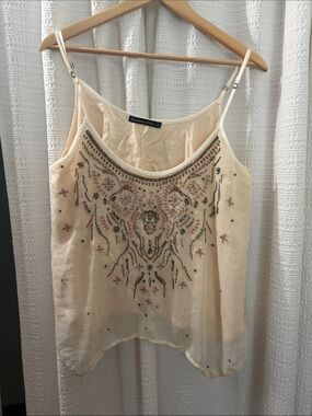Abercrombie & Fitch Embellished Cream Beaded Camisole